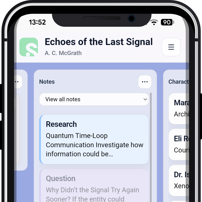 Scryla notes view on a phone